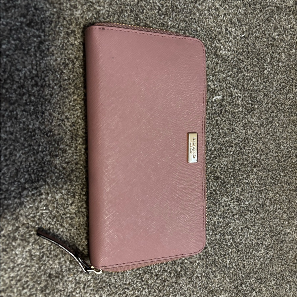 kate spade mauve zip-around wallet
